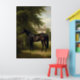 Vintages Schwarzes Jägertier auf Pferden Poster (Nursery 1)