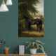 Vintages Schwarzes Jägertier auf Pferden Poster (Living Room 1)