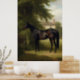 Vintages Schwarzes Jägertier auf Pferden Poster (Kitchen)
