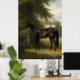 Vintages Schwarzes Jägertier auf Pferden Poster (Home Office)