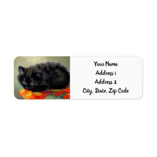Vintages Schwarzes Kitten mit roter Blume Blanket