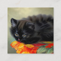 Vintages Schwarzes Kitten mit roter Blume Blanket