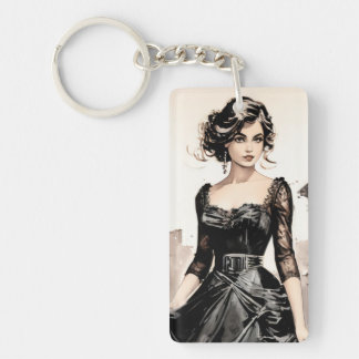 Vintages Schwarzes Kleid - LBD Schlüsselanhänger