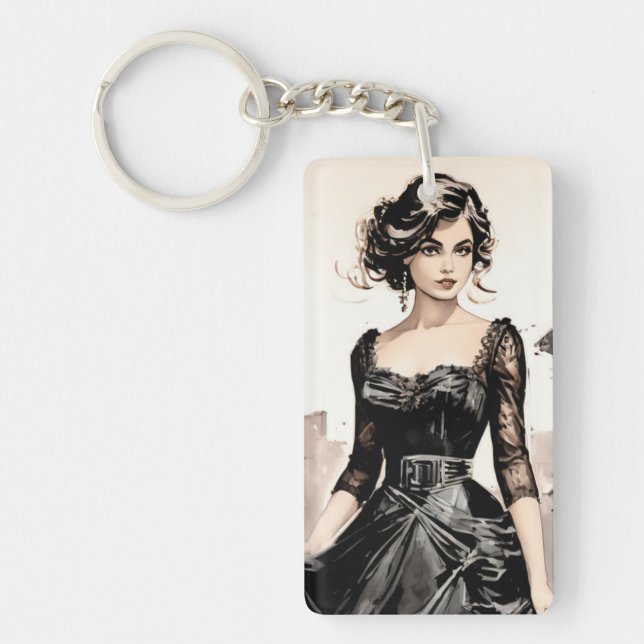 Vintages Schwarzes Kleid - LBD Schlüsselanhänger (Vorderseite)