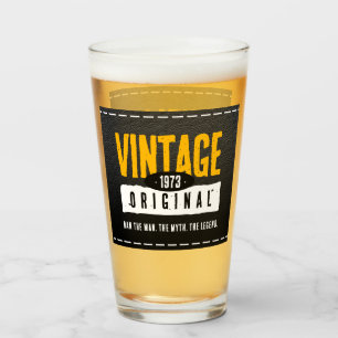 Vintages Schwarzes Leder Geburtsjahr Glas