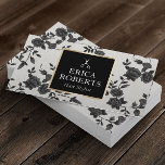 Vintages Schwarzes Meer Visitenkarte<br><div class="desc">Friseur Stylist Vintag Black Floral Elegant Hair Salon Business Cards.</div>