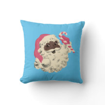 Vintages Schwarzes Santa Pink und blaues Kissen