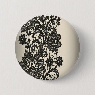 Vintages schwarzes Spitzen beige Paris Fashion Button