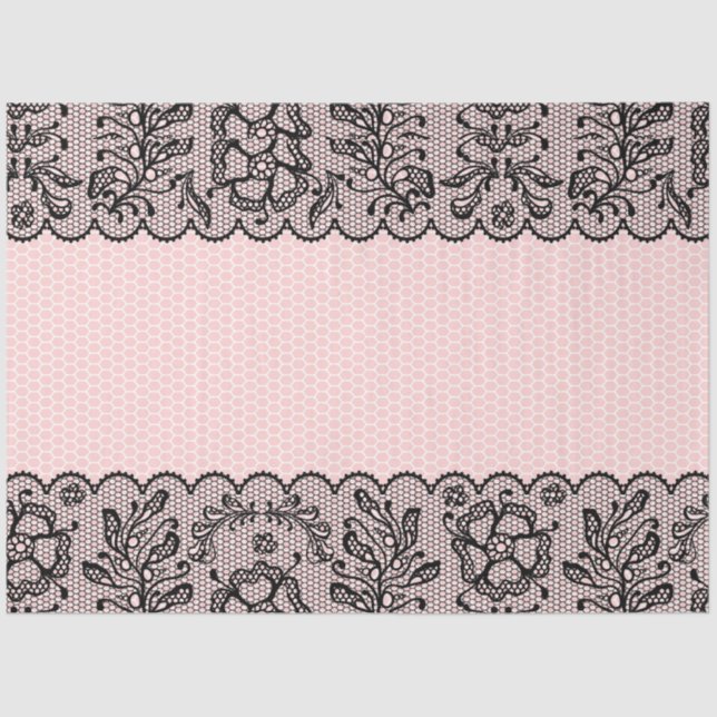 Vintages, schwarzes Spitzen-Dekopapier Seidenpapier (Vorderseite)