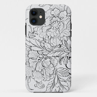 Vintages schwarzes u. weißes Blumen Case-Mate iPhone Hülle