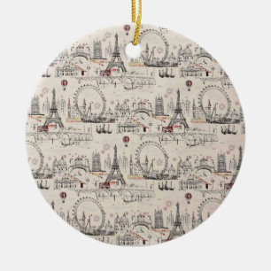 Vintages schwarzes u. weißes Europas Ansehen Keramikornament