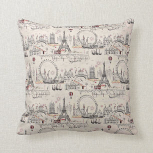 Vintages schwarzes u. weißes Europas Ansehen Kissen