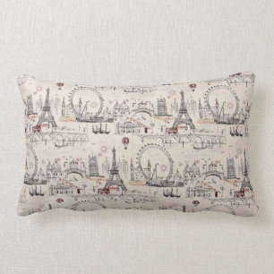 Vintages schwarzes u. weißes Europas Ansehen Lendenkissen