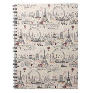 Vintages schwarzes u. weißes Europas Ansehen Notizblock