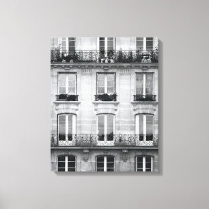 Vintages Schwarzweiss-Gebäude der Reise-  in Pari Leinwanddruck