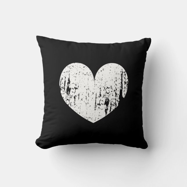 Vintages Schwarzweiss-Herz Throwkissenkissen Kissen (Vorderseite)