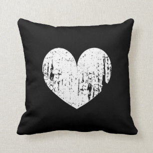 Vintages Schwarzweiss-Herz Throwkissenkissen Kissen