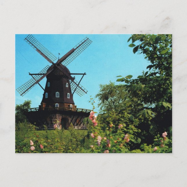Vintages Schweden, Malmo, Windmill Postkarte (Vorderseite)