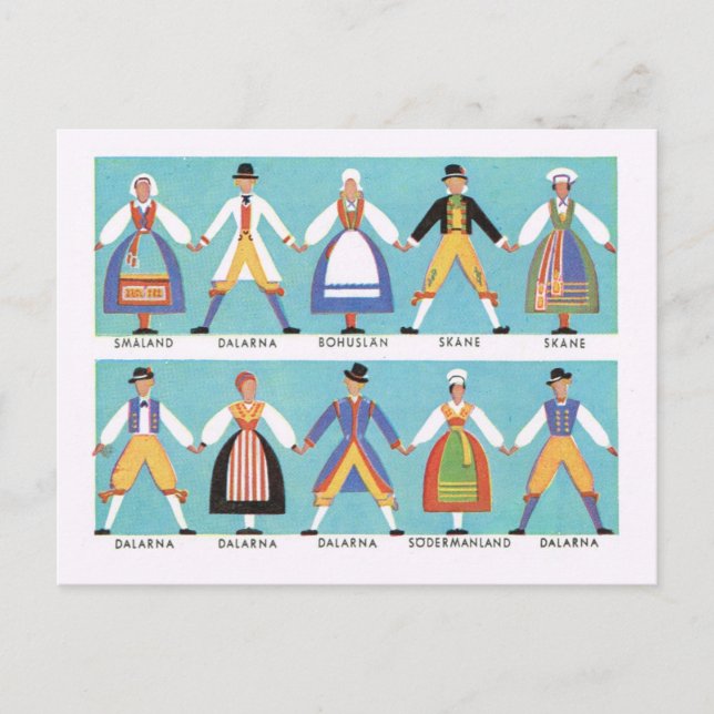 Vintages Schweden, traditionelles schwedisches Vol Postkarte (Vorderseite)