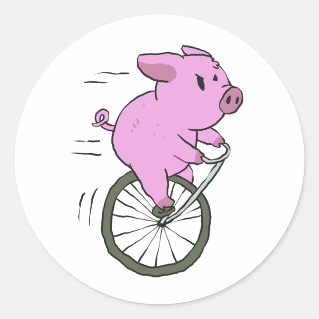 Vintages Schwein an Monozyten | Hintergrundfarbe a Runder Aufkleber (Vorderseite)