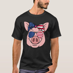 Vintages Schwein mit Sonnenbrille in den USA und F T-Shirt