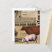 Vintages Schwein und KuhCollage
