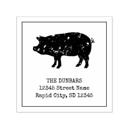 Vintages Schweinelogo selbstfärbende Rücksendeadre Permastempel