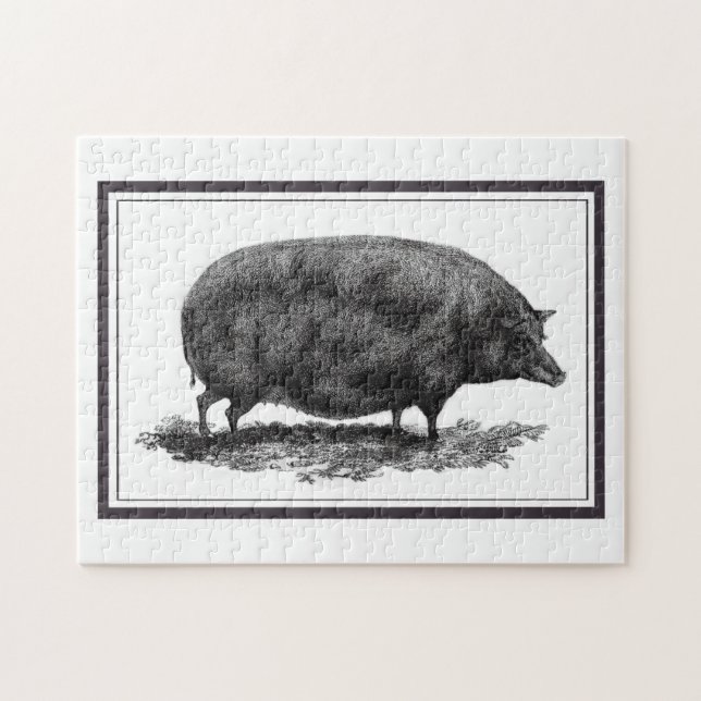 Vintages Schweinradierungspuzzlespiel Puzzle (Horizontal)