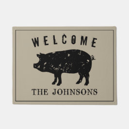 Vintages SchweinVieh-Gewohnheitswillkommen Fußmatte