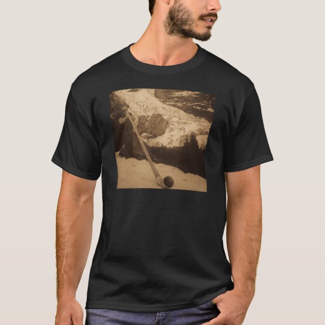 Vintages Schweizer Alphorn Gebläse T-Shirt (Vorderseite)