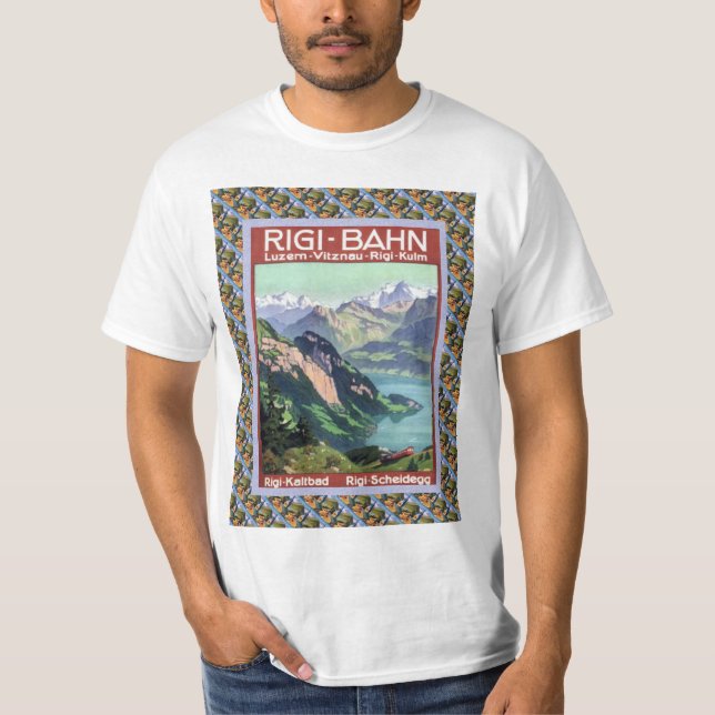 Vintages Schweizer Bahnluzern Rigi Bahn T-Shirt (Vorderseite)