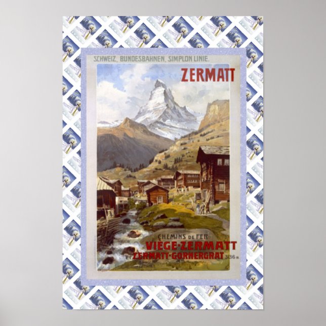 Vintages Schweizer Bahnplakat Zermatt Poster (Vorne)