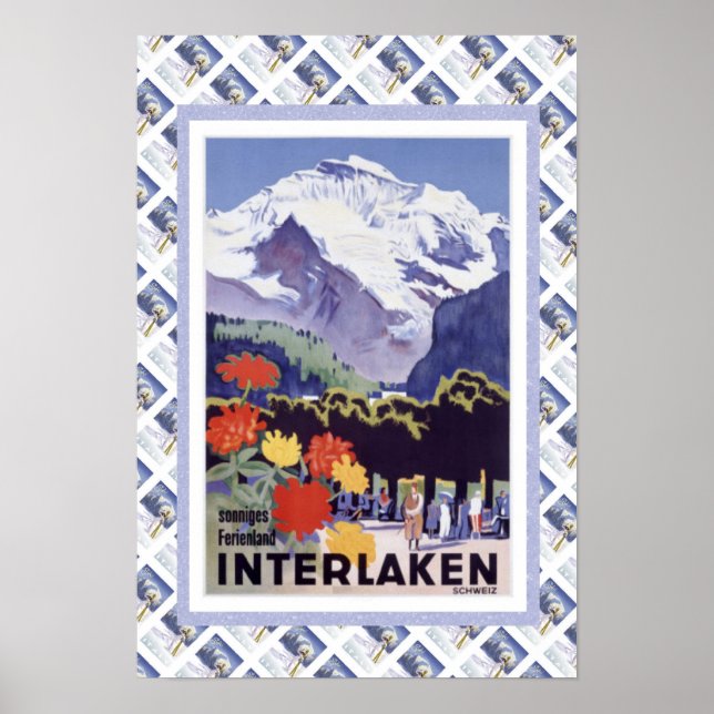 Vintages Schweizer Eisenbahnplakat Interlaken Poster (Vorne)