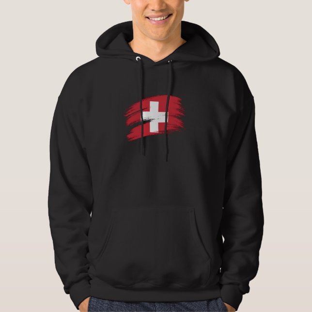 Vintages Schweizer Flaggengestalterdesign Hoodie (Vorderseite)