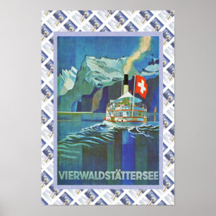 Vintages Schweizer Poster Vierwaldstattersee
