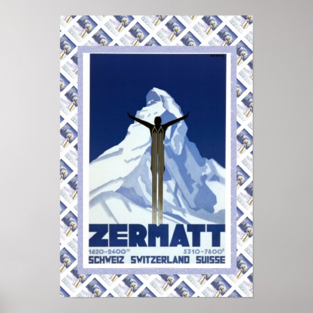 Vintages Schweizer Poster Zermatt (Vorne)