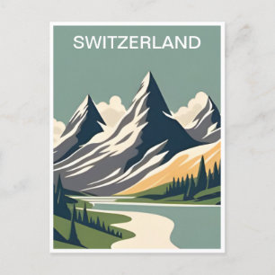 Vintages Schweizer Skigebiet Wintertour Europa Postkarte