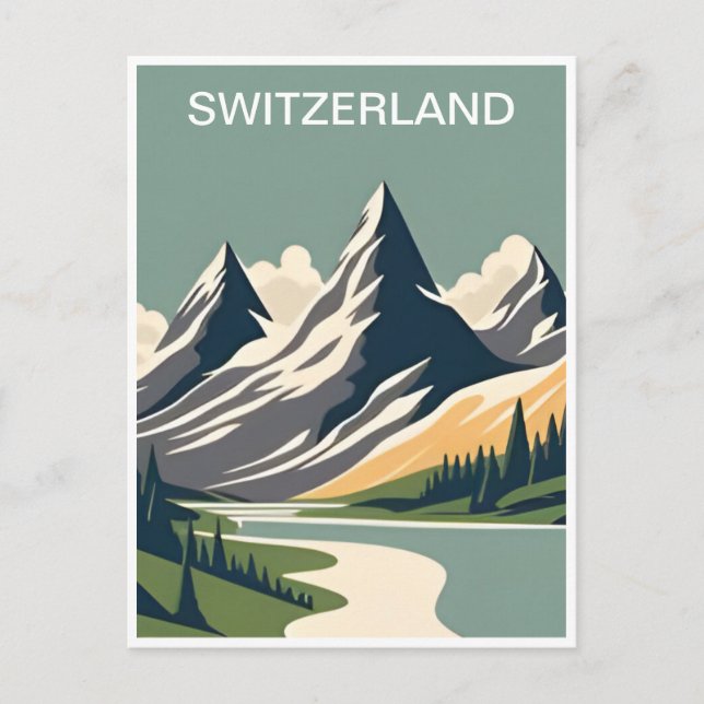 Vintages Schweizer Skigebiet Wintertour Europa Postkarte (Vorderseite)