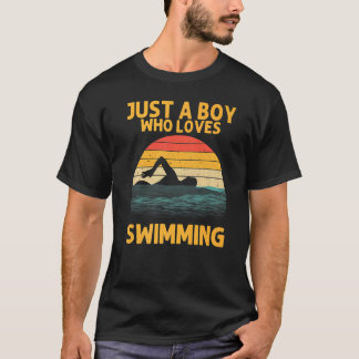 Vintages Schwimmen für Jungen Kinder Schwimmer T-Shirt