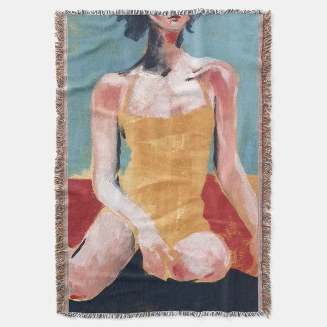 Vintages Schwimmen - Gelber Badeanzug Decke (Vorderseite Vertikal)