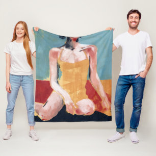 Vintages Schwimmen - Gelber Badeanzug Fleecedecke