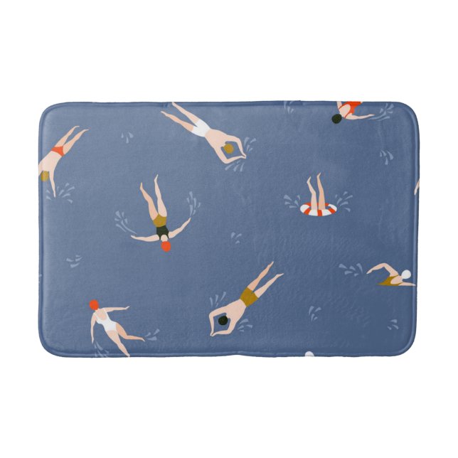 Vintages Schwimmmuster Badematte (Vorderseite)