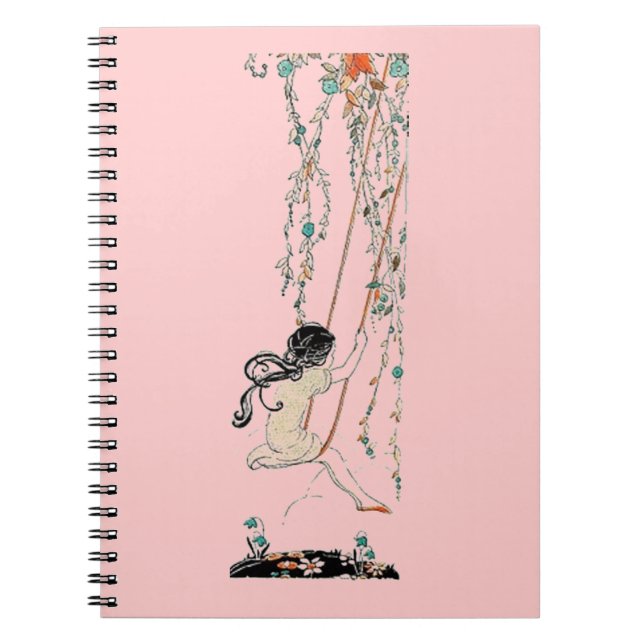 Vintages Schwingen-Mädchen-Notizbuch Notizblock (Vorderseite)