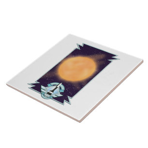 Vintages Sci-fi-Logo im Stil der 50er Jahre Fliese