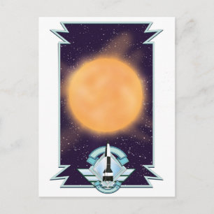 Vintages Sci-fi-Logo im Stil der 50er Jahre Postkarte