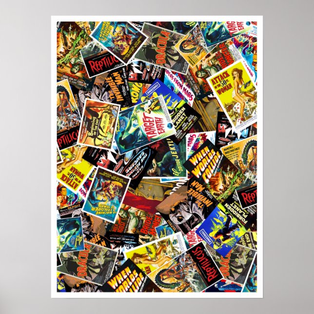 Vintages SciFi & Horror Movie Poster Collage (Vorne)