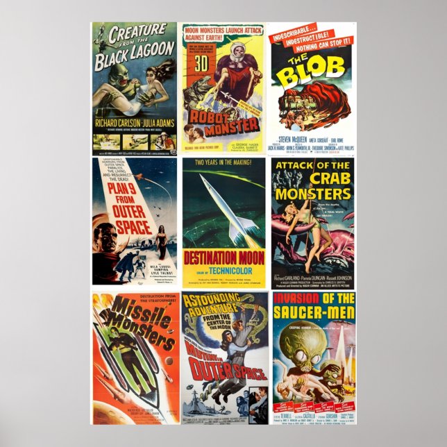 Vintages SciFi Movies-Collage Poster (Vorne)