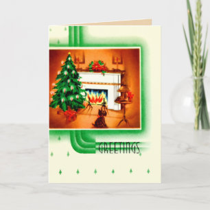 Vintages Scottie-Hundeweihnachten Feiertagskarte