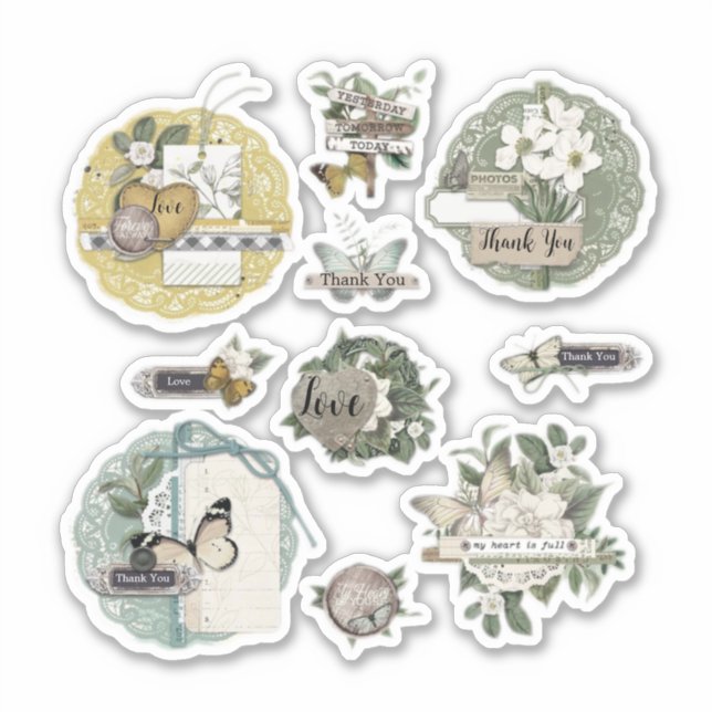 Vintages Scrabook Aufkleber (Vorderseite)