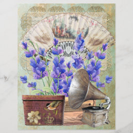 Vintages Scrapbook Lavender Lace Fan Gramophon
